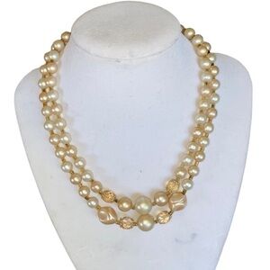Vintage faux pearls and beaded layered necklace